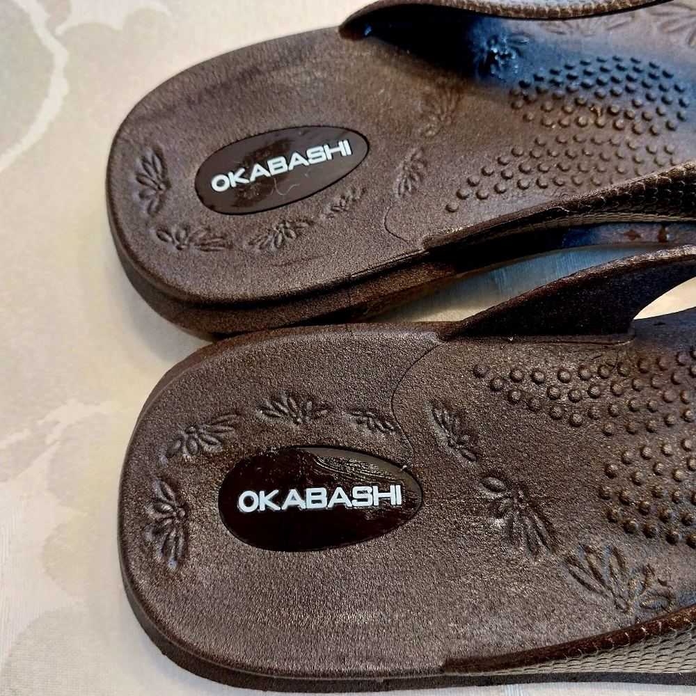 Okabashi Women's Maui Ergonomic Flip Flops Sandals Size Medium Brown Comfort - Picture 10 of 11